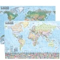  Express Map - Le Monde : carte politique et physique - 1/44 000 000, carte murale double face, laminée avec barres alu, 67x48 cm.