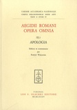 Robert Wielockx - Aegidii Romani Opera Omnia - 3. Apologia.