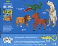 Le coffret du méga atlas des animaux. Contient 1 atlas de 64 pages, 40 cartes questions-réponses et 4 maquettes 3D