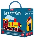 Matteo Gaule - Les trains - Avec 1 livre, 1 puzzle de 40 pièces 52x38 cm, 3 figurines prédécoupées et 1 locomotive à vapeur à assembler et à placer sur le puzzle.