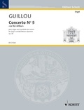 Jean Guillou - Edition Schott  : Concerto N° 5 "Le Roi Arthur" - pour orgue avec quintette de cuivres. op. 35. organ and brass instruments-Quintett. Partition et parties..