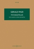 Gerald Finzi - Hawkes Pocket Scores HPS 1450 : Five Bagatelles - HPS 1450. op. 23a. clarinet and string orchestra. Partition d'étude..