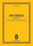 Luigi Boccherini - Eulenburg Miniature Scores  : Serenade Ré majeur - 2 oboes, 2 horns, 2 violins and basso continuo. Partition d'étude..