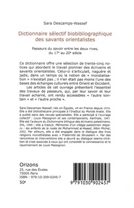 Dictionnaire sélectif biobibliographique des savants orientalistes. Passeurs du savoir entre les deux rives, du 17e au 20e siècle