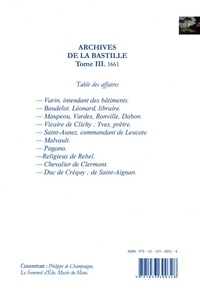 Archives de la Bastille. Tome 3, (1661)