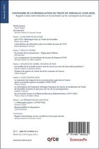 Revue de l'OFCE N° 171 Centenaire de la promulgation du Traité de Versailles (1920-2020)