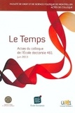 Emmanuel Putman - Le Temps - Actes du colloque de l'Ecole doctorale Droit et Science Politique (Ed 461).