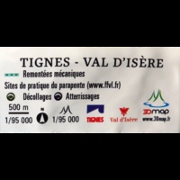 Carte en relief des stations de Tignes-Val d'Isère. 1/95 000