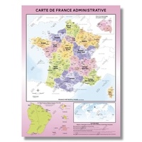 Geo reflet Editions - Carte de France Administrative - Modèle Fluorine - Affiche 60x80cm.
