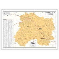  Geo Reflet - Carte administrative du département de la Marne - Poster Plastifié 70x100cm.
