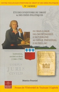 Béatrice Fourniel - Du bailliage des montagnes d'Auvergne au siège présidial d'Aurillac - Institution, société et droit (1366-1790).