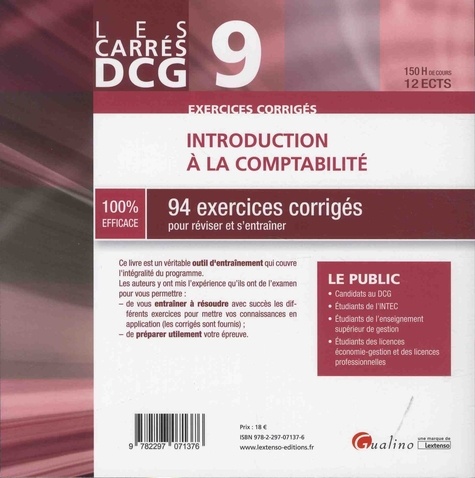 Introduction à la comptabilité DCG 9. 94 exercices corrigés pour réviser et s'entraîner  Edition 2018-2019