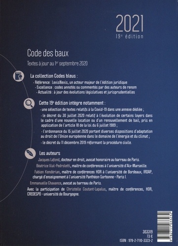 Code des baux  Edition 2021