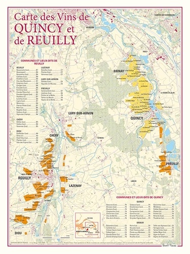  Benoit France - Carte des vins de Quincy et de Reuilly.