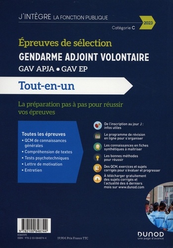 Epreuves de sélection Gendarme adjoint volontaire. GAV APJA - GAV EP  Edition 2023