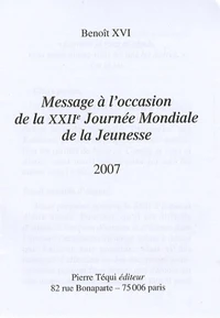 Message à l'occasion de la XXIIe Journée Mondiale de la Jeunesse