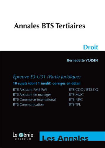 Bernadette Voisin - Annales Droit BTS Tertiaires.