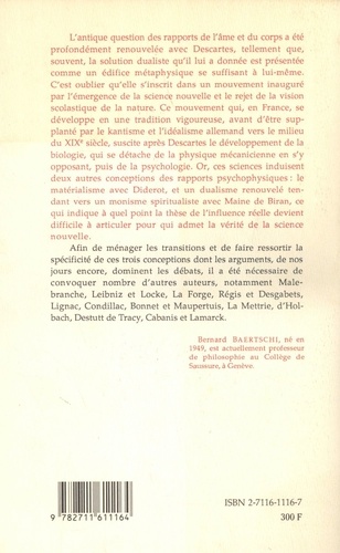 Les rapports de l'âme et du corps. Descartes, Diderot et Maine de Biran