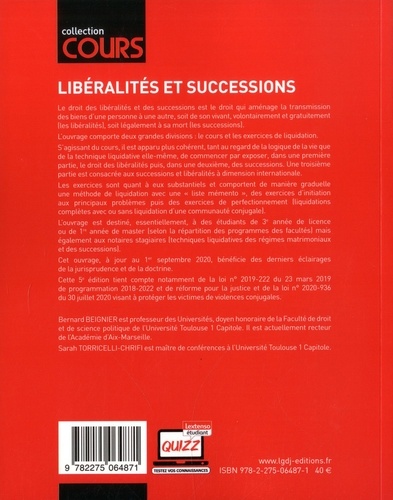 Libéralités et successions. Cours, schémas & tableaux, exercices corrigés de liquidation 5e édition