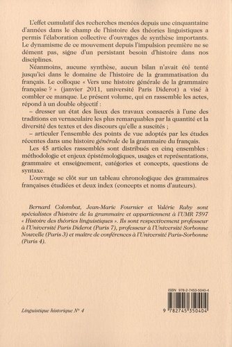 Vers une histoire générale de la grammaire française. Matérieux et perspectives