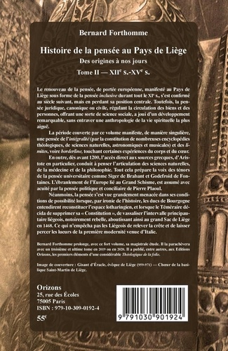 Histoire de la pensée au Pays de Liège. Des origines à nos jours Tome 2, XIIe s.-XVe s.