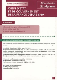 Chefs d'Etats et de gouvernement de la France depuis 1789