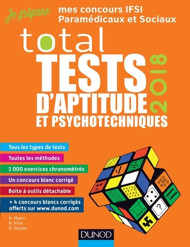 Bernard Myers et Benoît Priet - TOTAL Tests d'aptitude et psychotechniques - 2018 - Concours IFSI, IFAP, Orthophoniste, Ergothérapeute.