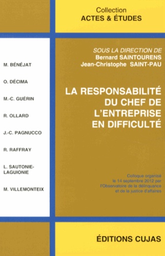 Bernard Saintourens et Jean-Christophe Saint-Pau - La responsabilité du chef de l'entreprise en difficulté.