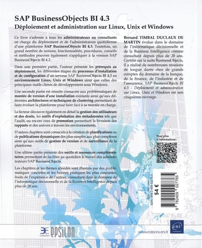SAP BusinessObjects BI 4.3. Déploiement et administration sur Linux, Unix et Windows