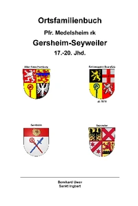 Ortsfamilienbuch Gersheim-Seyweiler 17-20 Jahrhundert