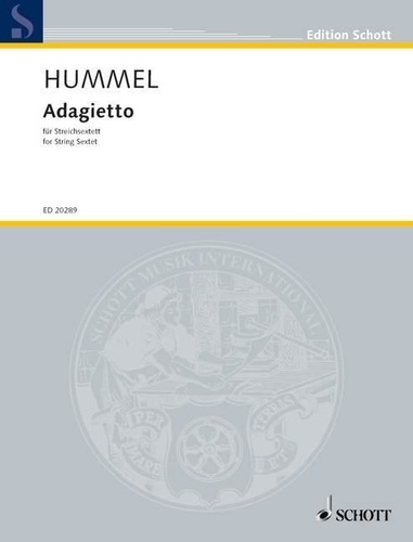 Bertold Hummel - Edition Schott  : Adagietto - op. 75d. string sextet. Partition et parties..