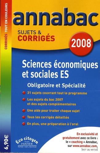 Bertrand Affilé et Jean-Marc Gauducheau - Sciences économiques et sociales ES - Sujets et corrigés.