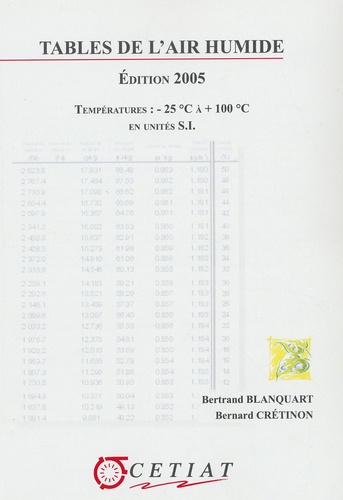 Bertrand Blanquart et Bernard Cretinon - Tables de l'air humide - Températures : - 25 °C à + 100°C en unités SI.