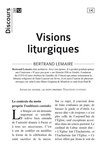 Bertrand Lemaire - Discours n°12 - Visions liturgiques.