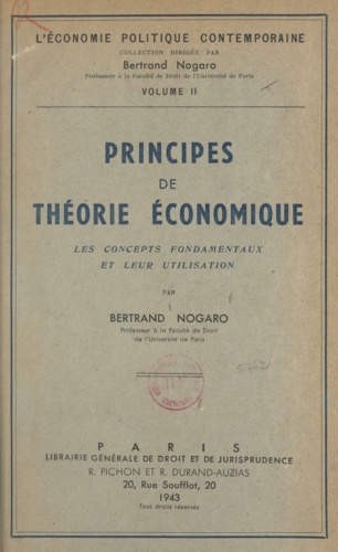 Principes de théorie économique. Les concepts fondamentaux et leur utilisation