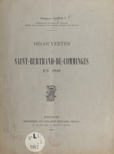 Découvertes à Saint-Bertrand-de-Comminges en 1929
