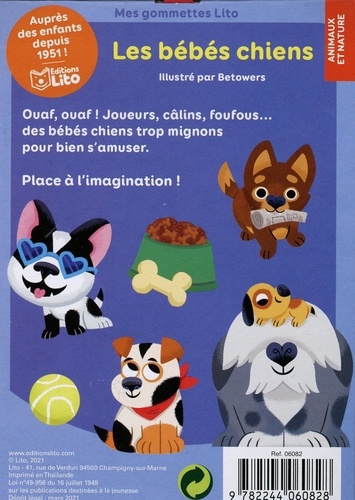 Les bébés chiens. 80 gommettes autocollantes