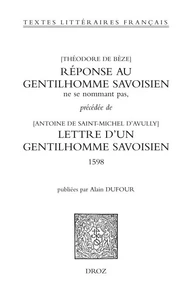 Réponse au gentilhomme savoisien ne se nommant pas précédée de Lettre d'un gentilhomme savoisien