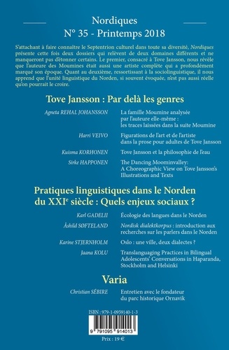 Nordiques N° 33 Tove Jansson : Par delà les genres. Pratiques linguistiques dans le Norden du XXIe siècle : Quels enjeux sociaux ?