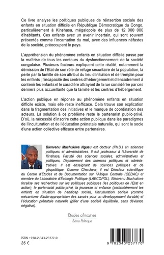 Réinsertion sociale des enfants en situation difficile à Kinshasa. Pour une politique publique basée sur l'inculturation du partenariat public-privé