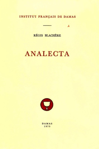 Blachere Regis - Analecta.