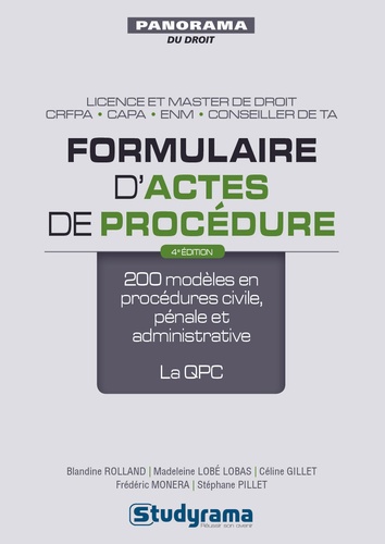 Blandine Rolland et Madeleine Lobé Lobas - Formulaire d'actes de procédure - 200 modèles en procédures civile, pénale et administrative ; la QPC.