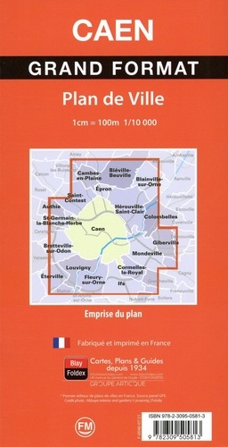 Caen grand format. 1/10 000  avec 1 Plan détachable