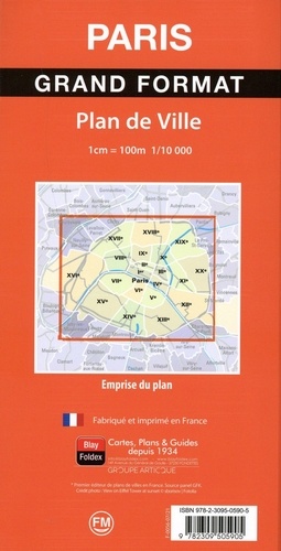 Paris grand format. 1/10 000  avec 1 Plan détachable
