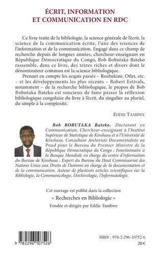 Ecrit, information et communication en République Démocratique du Congo. Essai de bibliologie