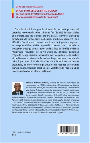 Droit processuel en RD Congo. Les principes directeurs du procès équitable et la responsabilité civile du magistrat