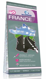 France, carte routière indéchirable recto-verso