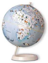 Globe 25 cm bleu illustre animaux