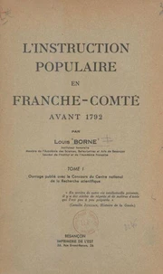 L'instruction populaire en Franche-Comté avant 1792 (1)