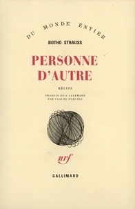 Botho Strauss - Personne d'autre - Récits.